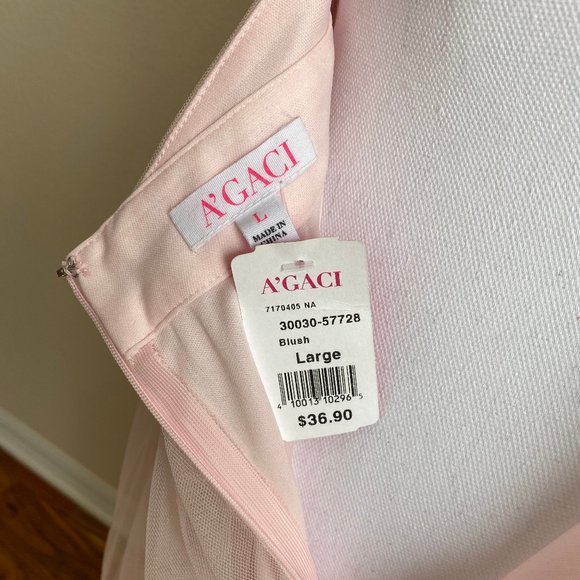 Agaci Dress Gown NEW + TAGS Tulle Mesh Blush Pink - Picture 12 of 13